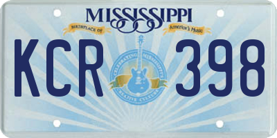 MS license plate KCR398