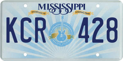 MS license plate KCR428