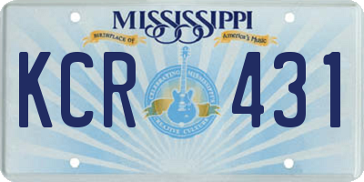 MS license plate KCR431