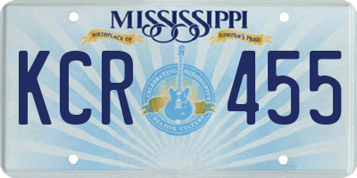 MS license plate KCR455