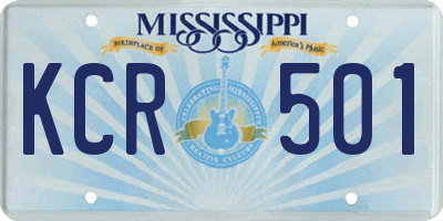 MS license plate KCR501