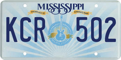 MS license plate KCR502