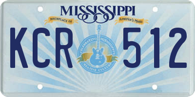 MS license plate KCR512