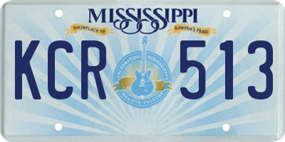 MS license plate KCR513