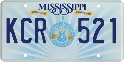 MS license plate KCR521