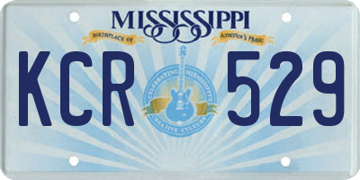 MS license plate KCR529