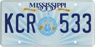 MS license plate KCR533