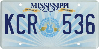 MS license plate KCR536