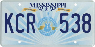 MS license plate KCR538