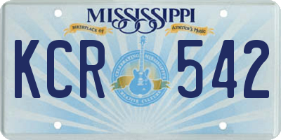 MS license plate KCR542