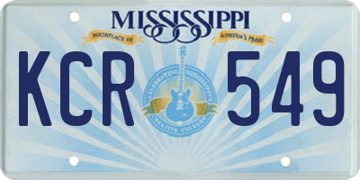 MS license plate KCR549