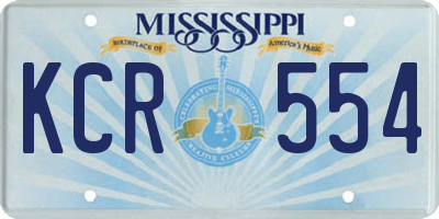 MS license plate KCR554