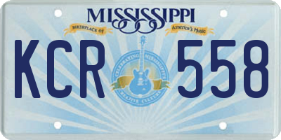 MS license plate KCR558
