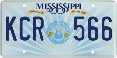 MS license plate KCR566