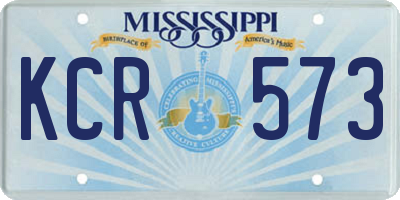 MS license plate KCR573
