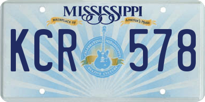 MS license plate KCR578
