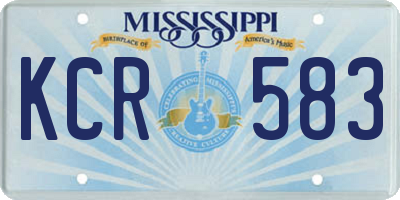 MS license plate KCR583