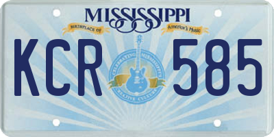 MS license plate KCR585