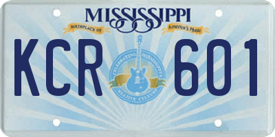 MS license plate KCR601