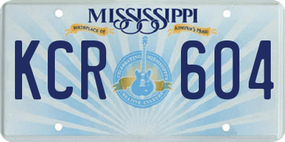 MS license plate KCR604