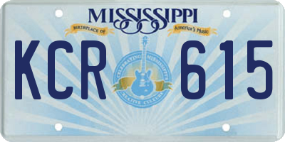 MS license plate KCR615