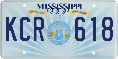 MS license plate KCR618