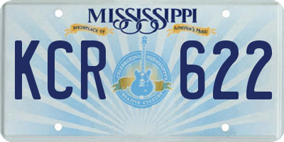 MS license plate KCR622