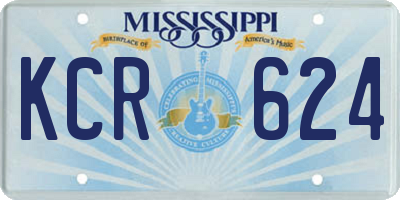 MS license plate KCR624