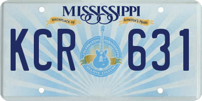 MS license plate KCR631