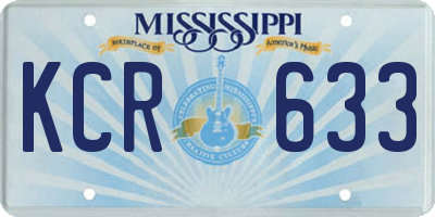 MS license plate KCR633