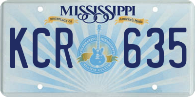 MS license plate KCR635