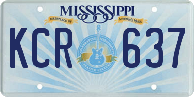 MS license plate KCR637