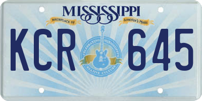 MS license plate KCR645