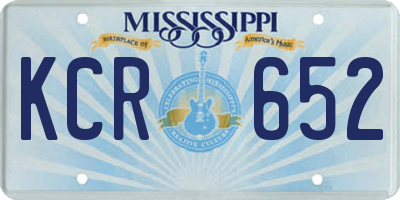 MS license plate KCR652