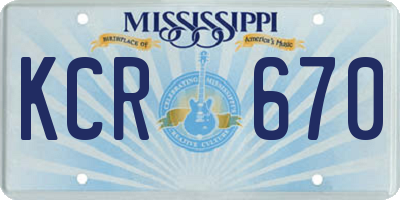 MS license plate KCR670