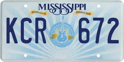 MS license plate KCR672