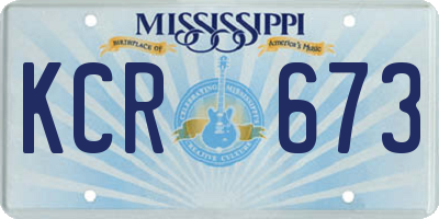 MS license plate KCR673