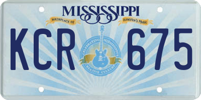 MS license plate KCR675