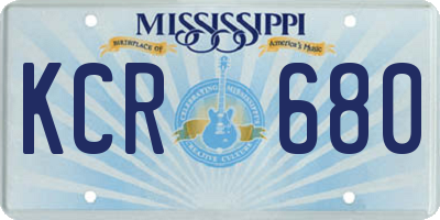 MS license plate KCR680