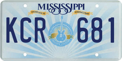 MS license plate KCR681