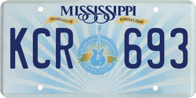 MS license plate KCR693