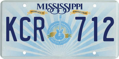 MS license plate KCR712