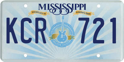 MS license plate KCR721