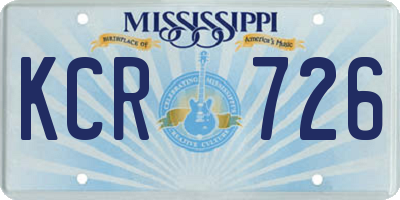 MS license plate KCR726