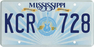 MS license plate KCR728