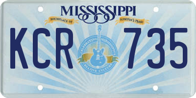 MS license plate KCR735