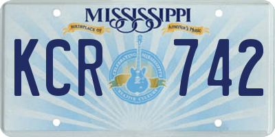 MS license plate KCR742