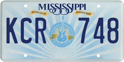 MS license plate KCR748