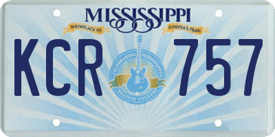 MS license plate KCR757