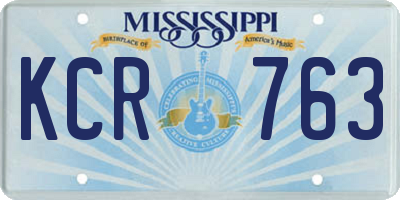 MS license plate KCR763